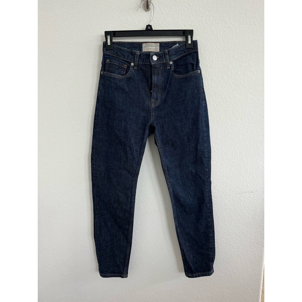 Everlane Size 26 Dark High Rise Straight Ankle Jeans No Stretch